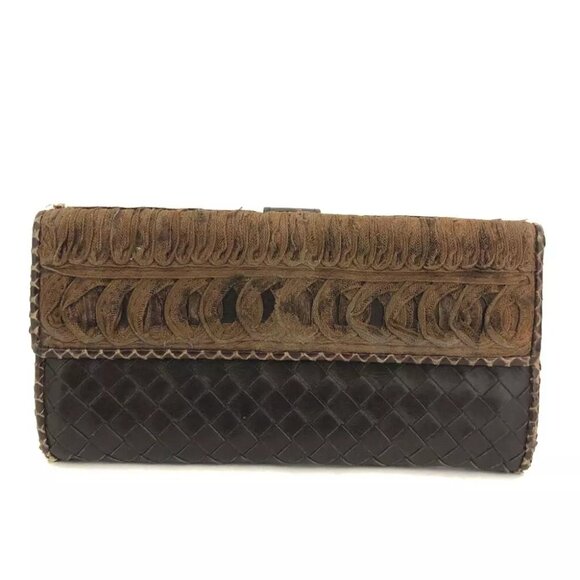 Bottega Veneta Intrecciato Lambskin Bifold Long Wallet Brown/3AG0537